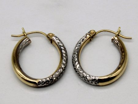 14k Two Tone Gold Hoop Earrings Discount