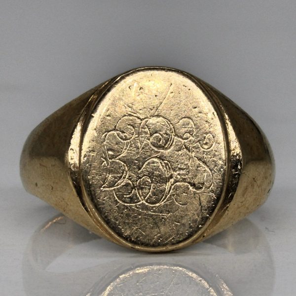 10k Yellow Gold  B.S.U.  Signet Ring | SZ 8.25 | Fashion