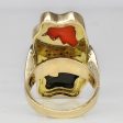 Abstract Coral & Onyx Cocktail Ring | 3.50ctw, 0.14ctw | SZ 5.25 | Online