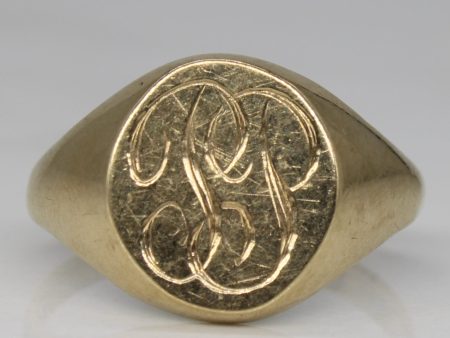 Yellow Gold Initial  P.P.  Signet Ring | SZ 6.5 | Hot on Sale